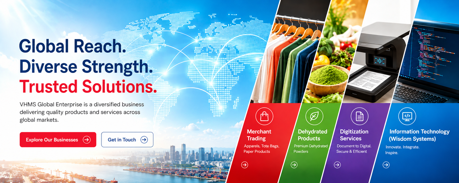 VHMS Global Enterprise is a diversified business delivering quality products and services across global markets.